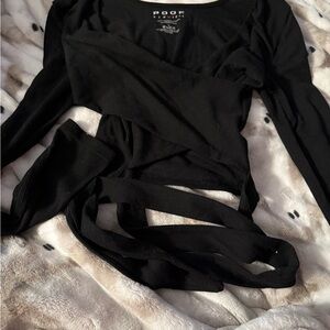 Poof! Women's Black Long Sleeve Bodysuit
